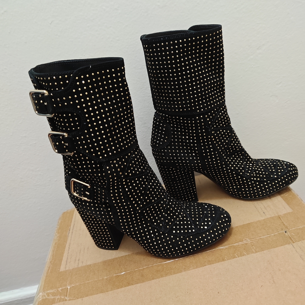 Laurence Dacade Black and Gold Buckle Heeled Boots - Picture 5 of 9